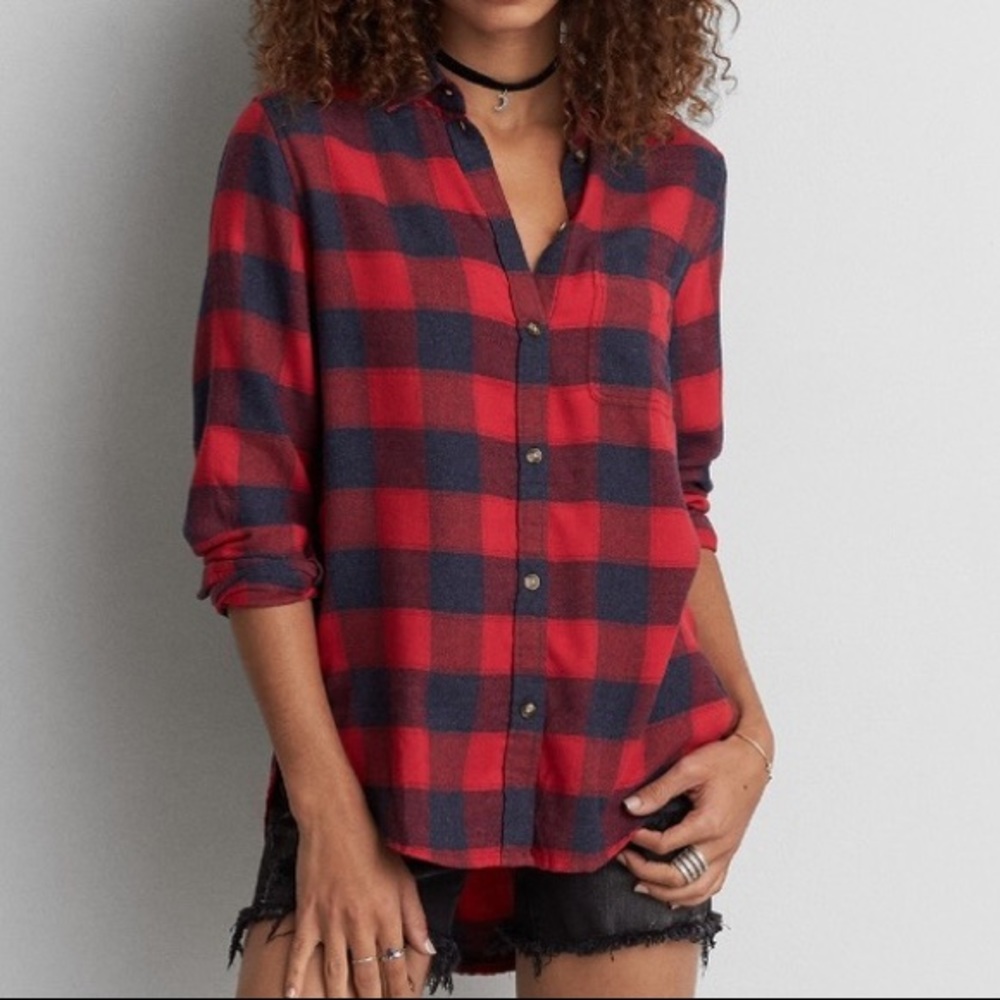 American Eagle Boyfriend Fit Flannel Shirt
